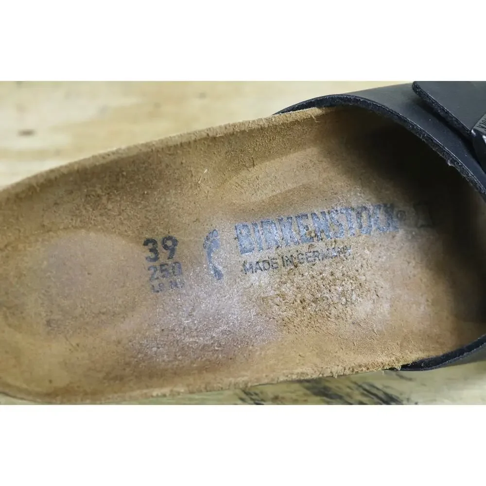 Birkenstock Sandals 8 Narrow Madrid sandals Black Birko-Flor Slides Buckle Shoes - Picture 5 of 6